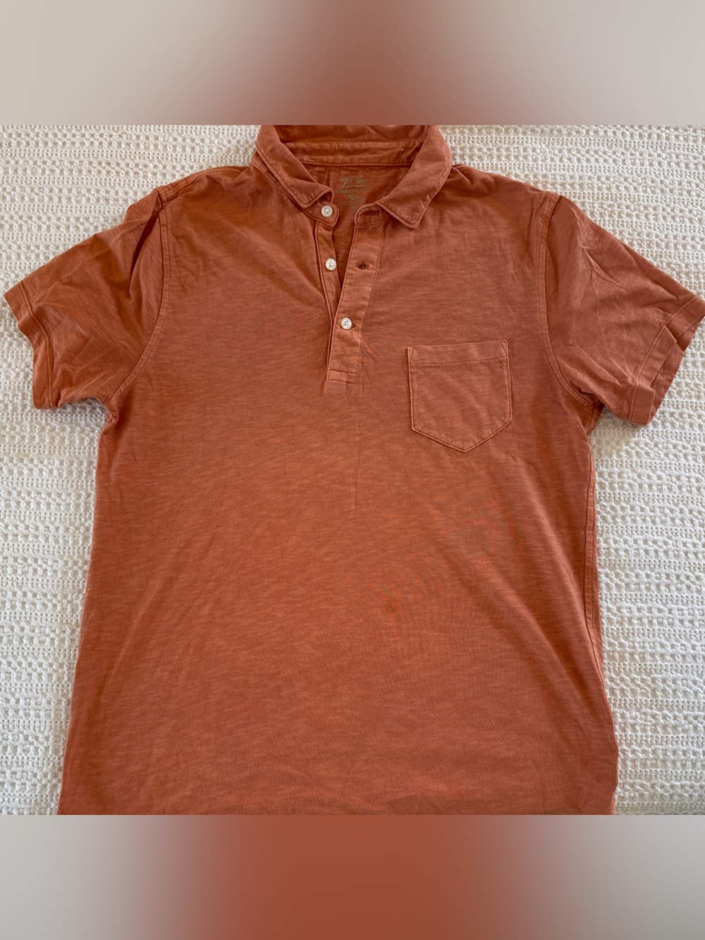 J.Crew Men’s Garment-Dyed Slub Cotton Pocket Polo Medium Rust